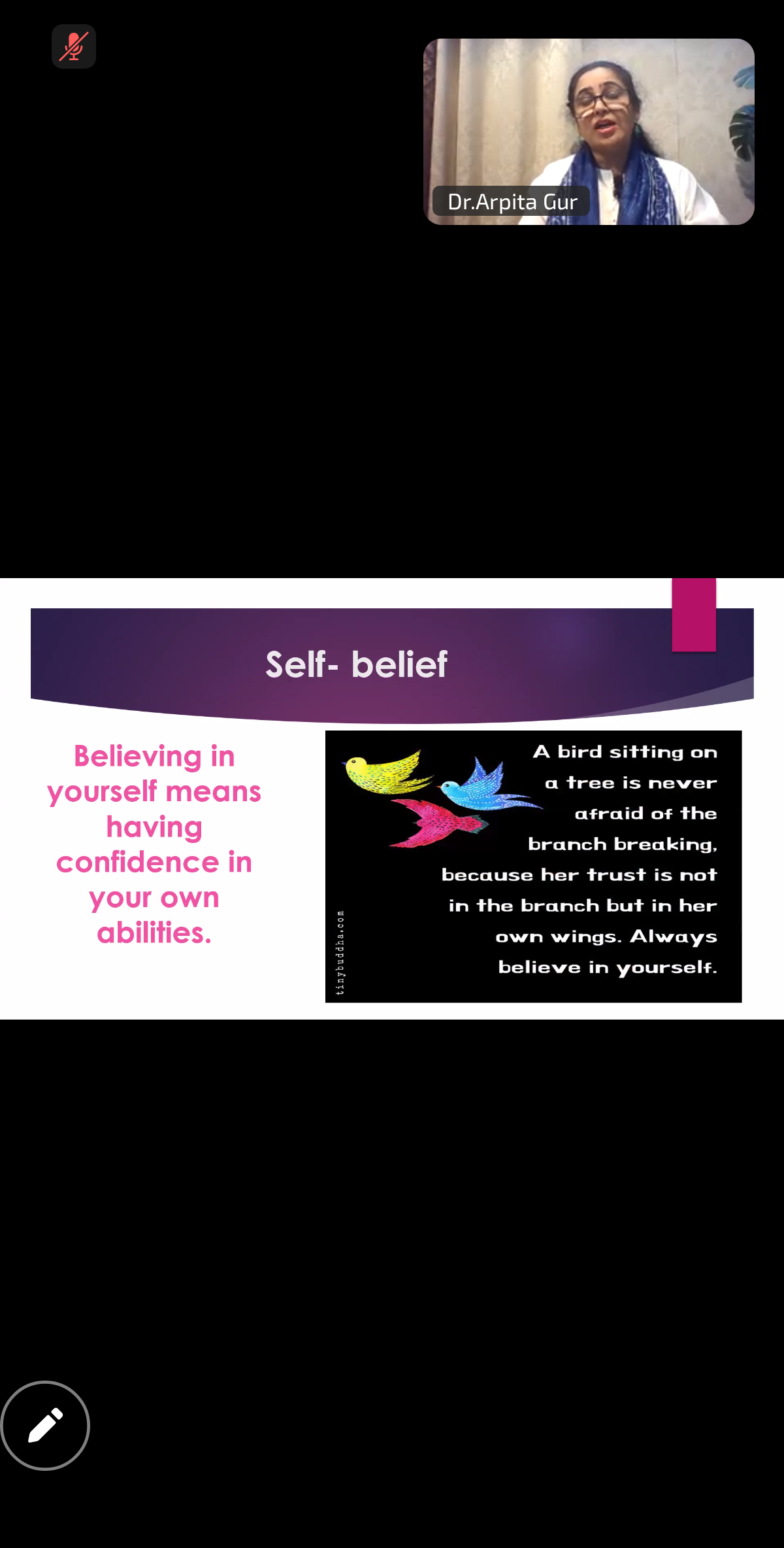 Online Webinar on “Self-Confidence, Self-Respect and Self-Compassion”.